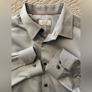 Eton - all cotton grey dress shirt Size 39 (15.5”neck) super slim